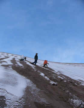 Climbing the dunes!